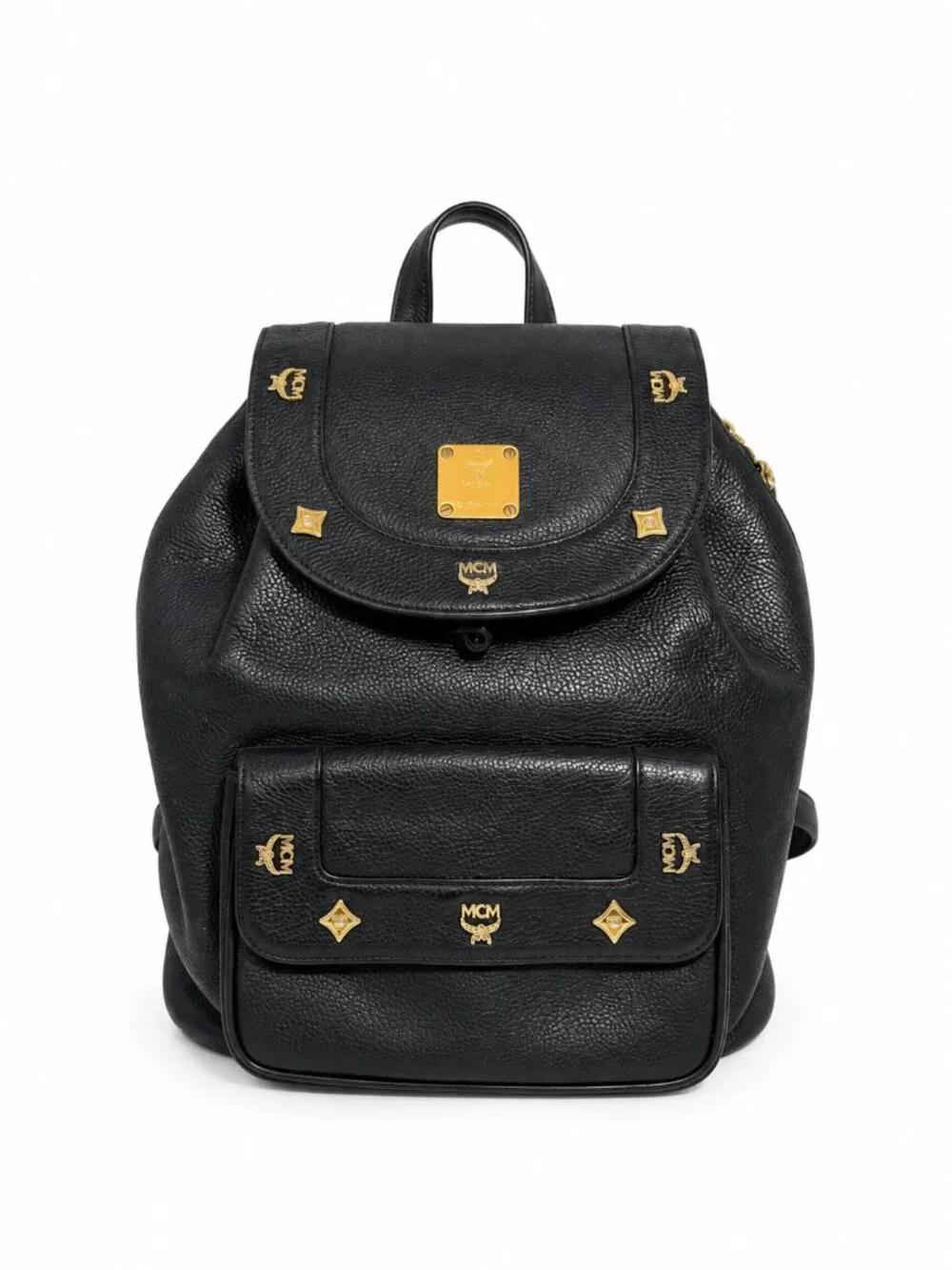 MCM Black Leather Backpack